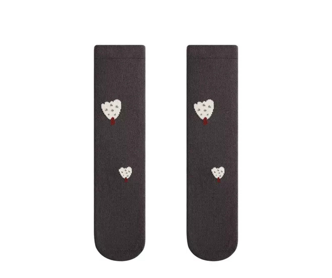 Heelless Socks- Grey Cartoon Pattern
