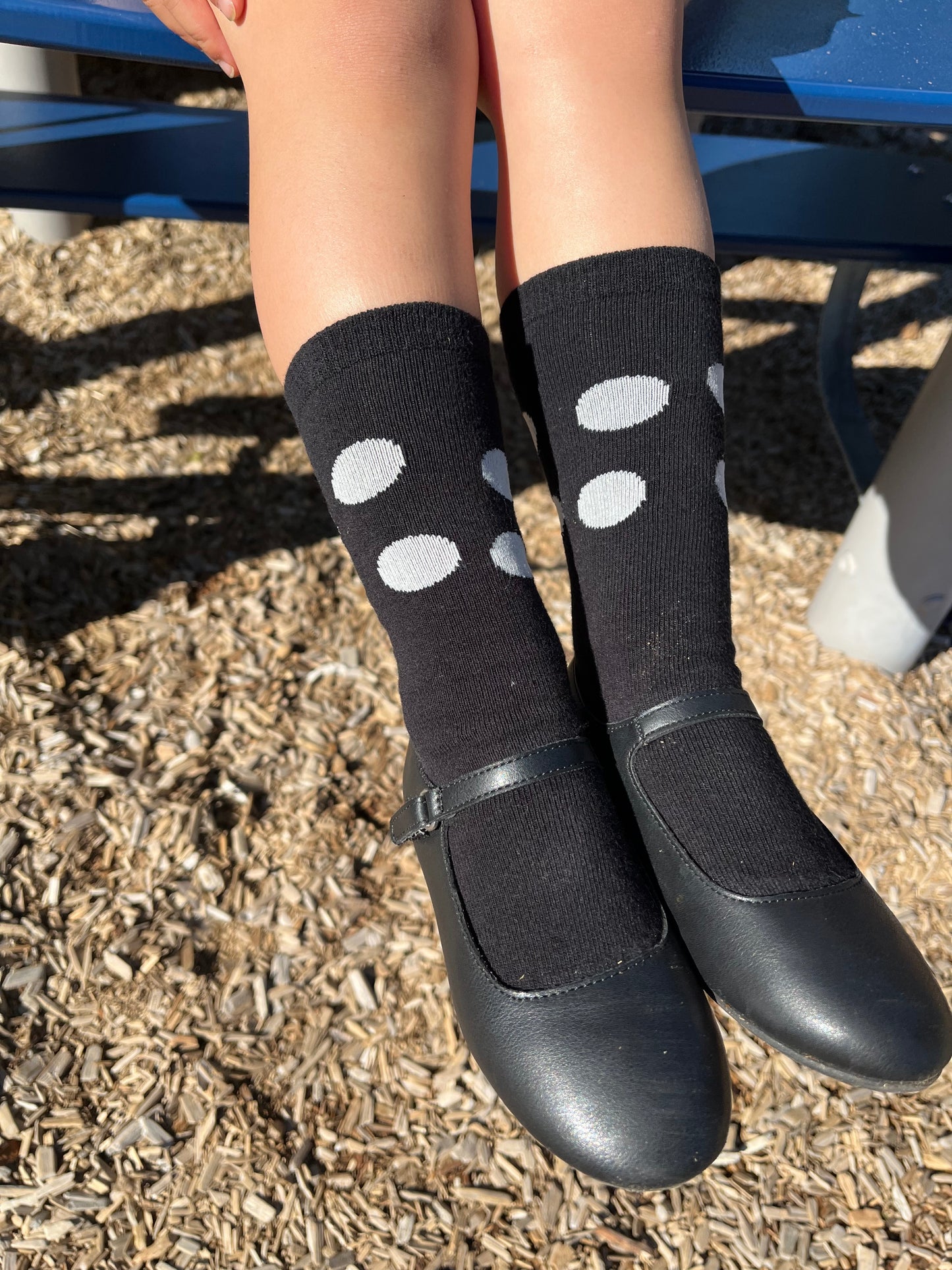 Heelless Socks - Black with Dots