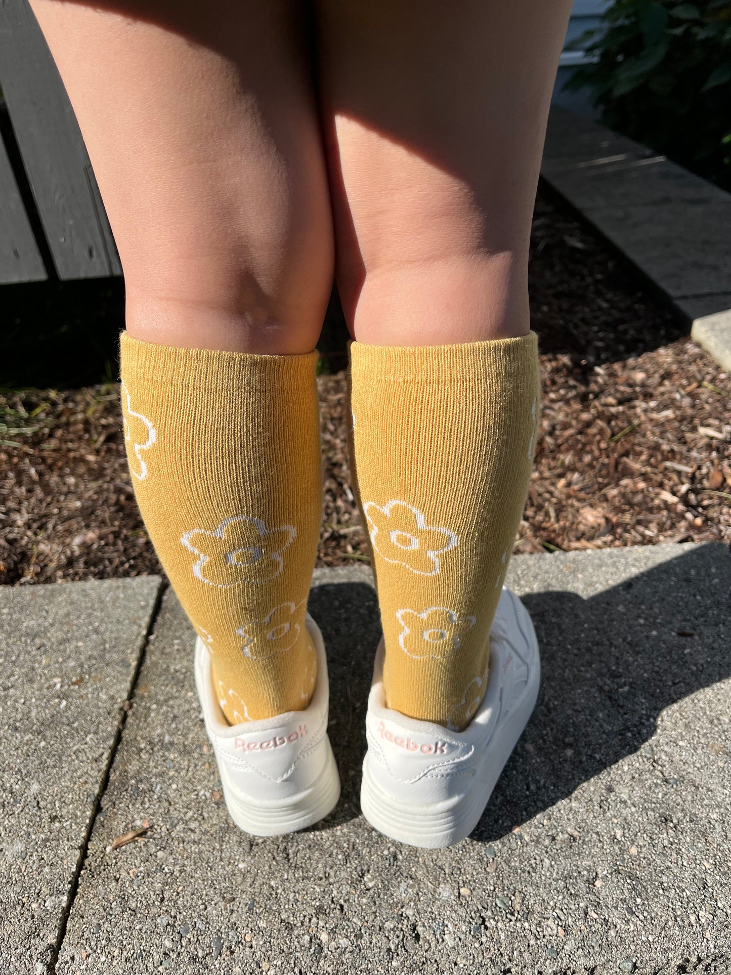 Heelless Socks - Yellow Flowers