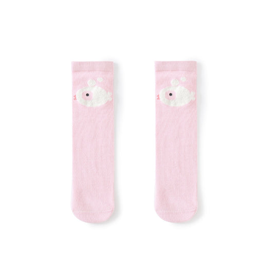 Heelless Socks - Pink Fish